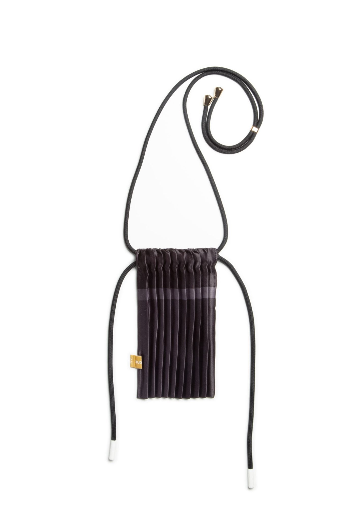 MULTITUDES Mini borsa a tracolla plissettata in raso Black