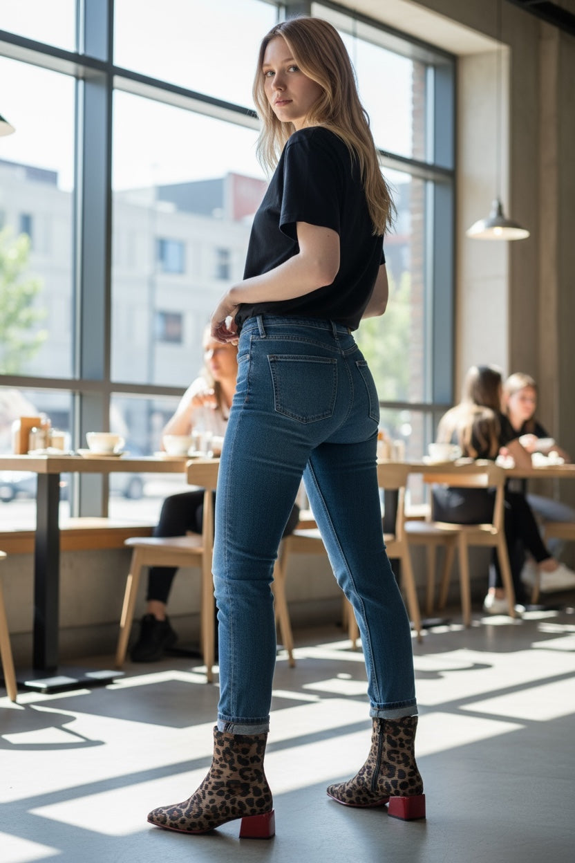 Gioseppo tacco rosso stivale maculato