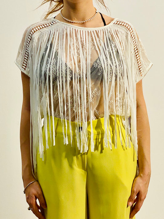 SOUVENIR Maglia in pizzo con Frange