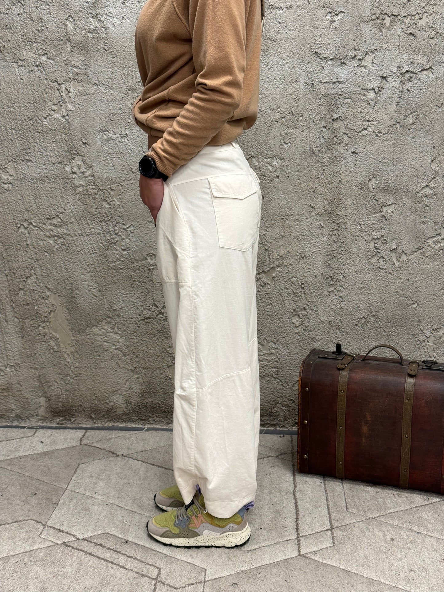 Pantalone mille righe - panna