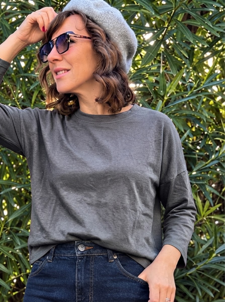 AMÉLIE BLANC T-shirt cotone Iris
