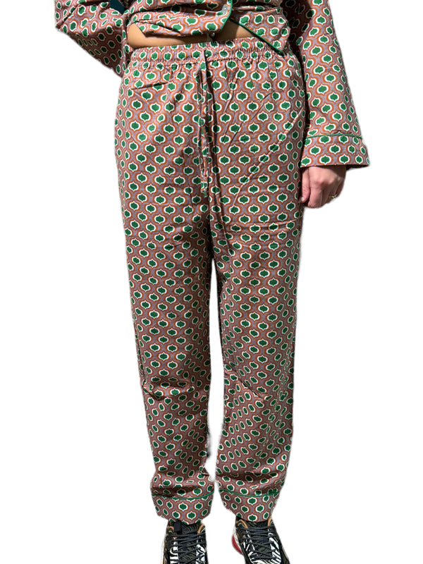 Pantalone pijiama style - Camel-verde