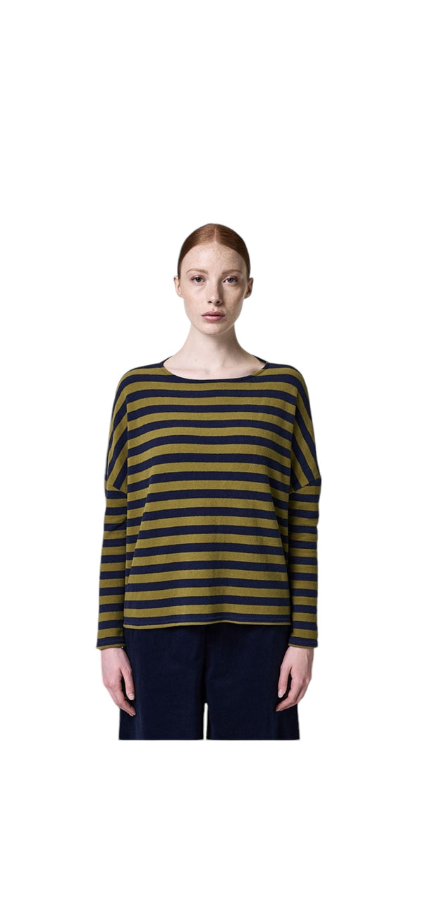 Maglia righe fine - Olio e navy