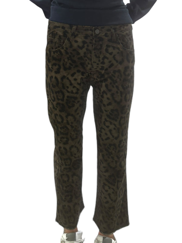 Pantalone denim - Moka leopardato