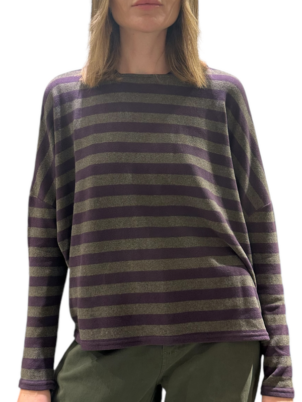 Maglia righe fine - Grigio e viola